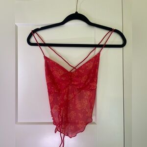 Red Floral Sheer Camisole